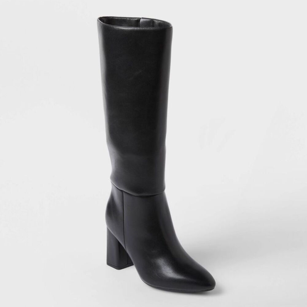 Women’s Evangeline Under Knee Heeled Boots with Memory Foam Insole - Black 8.5